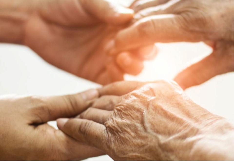 Two sets of hands clasping