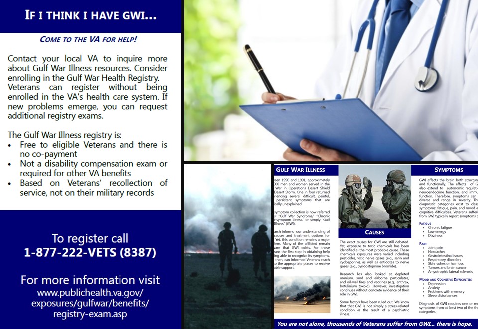 Collage of screenshots from the gulf war illness brochure