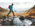 Person hiking through the mountains