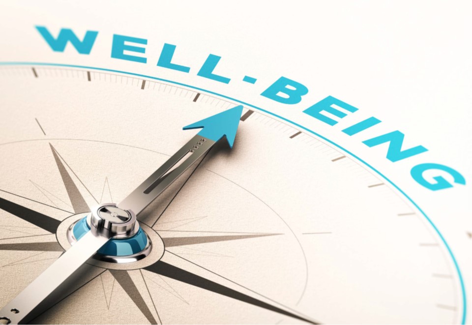 A compass with the words well-being and Veterans wellness guide