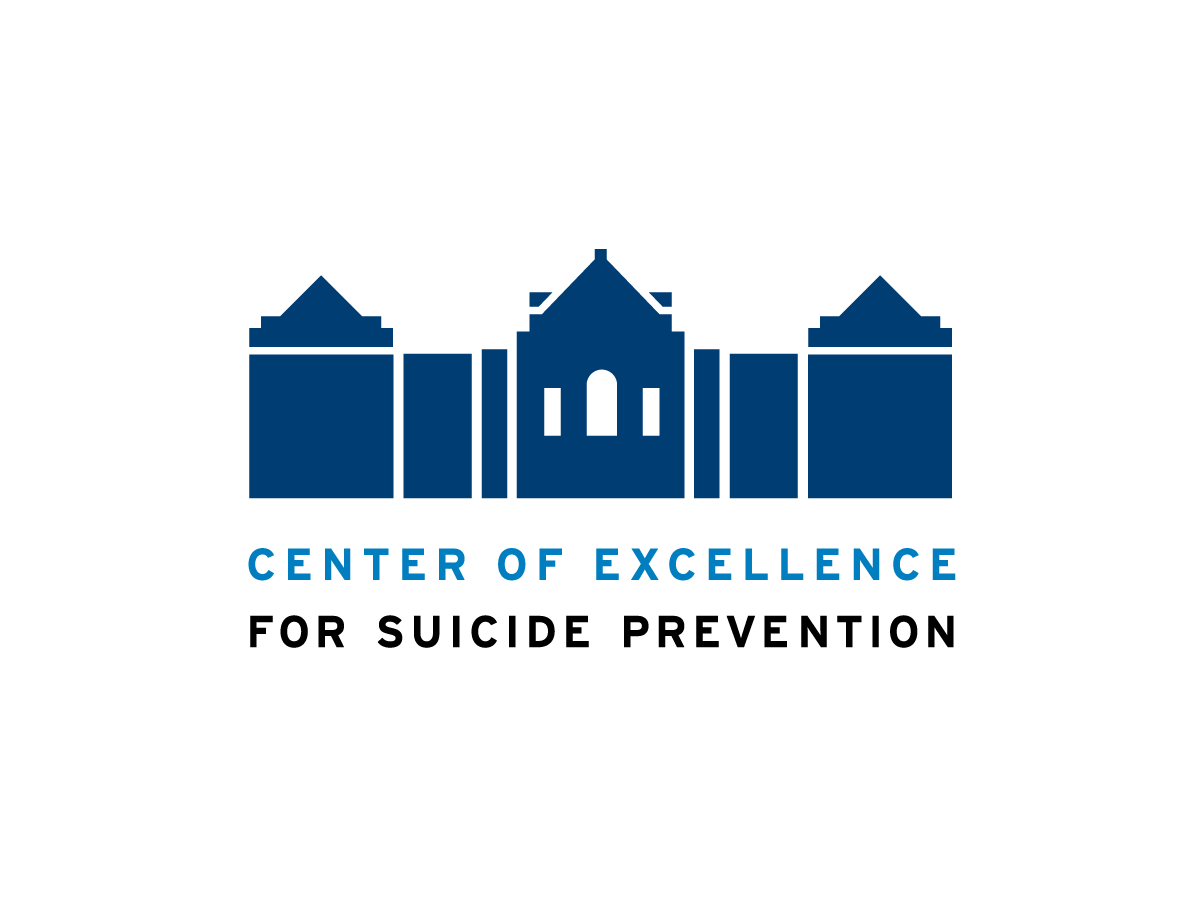 Center of Excellence for Suicide Prevention logo with vector of building