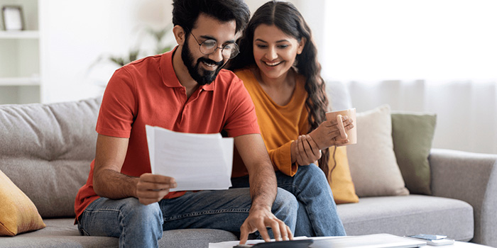 Couple reviewing their finances together