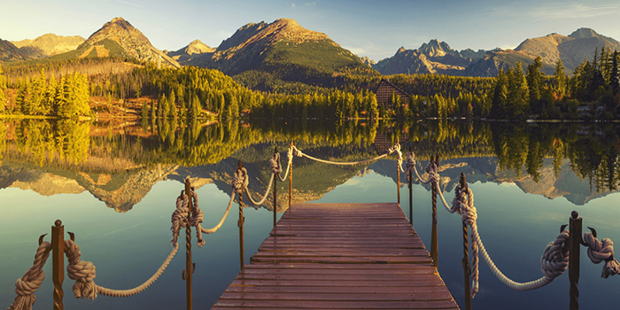 Dock on lake in the mountains