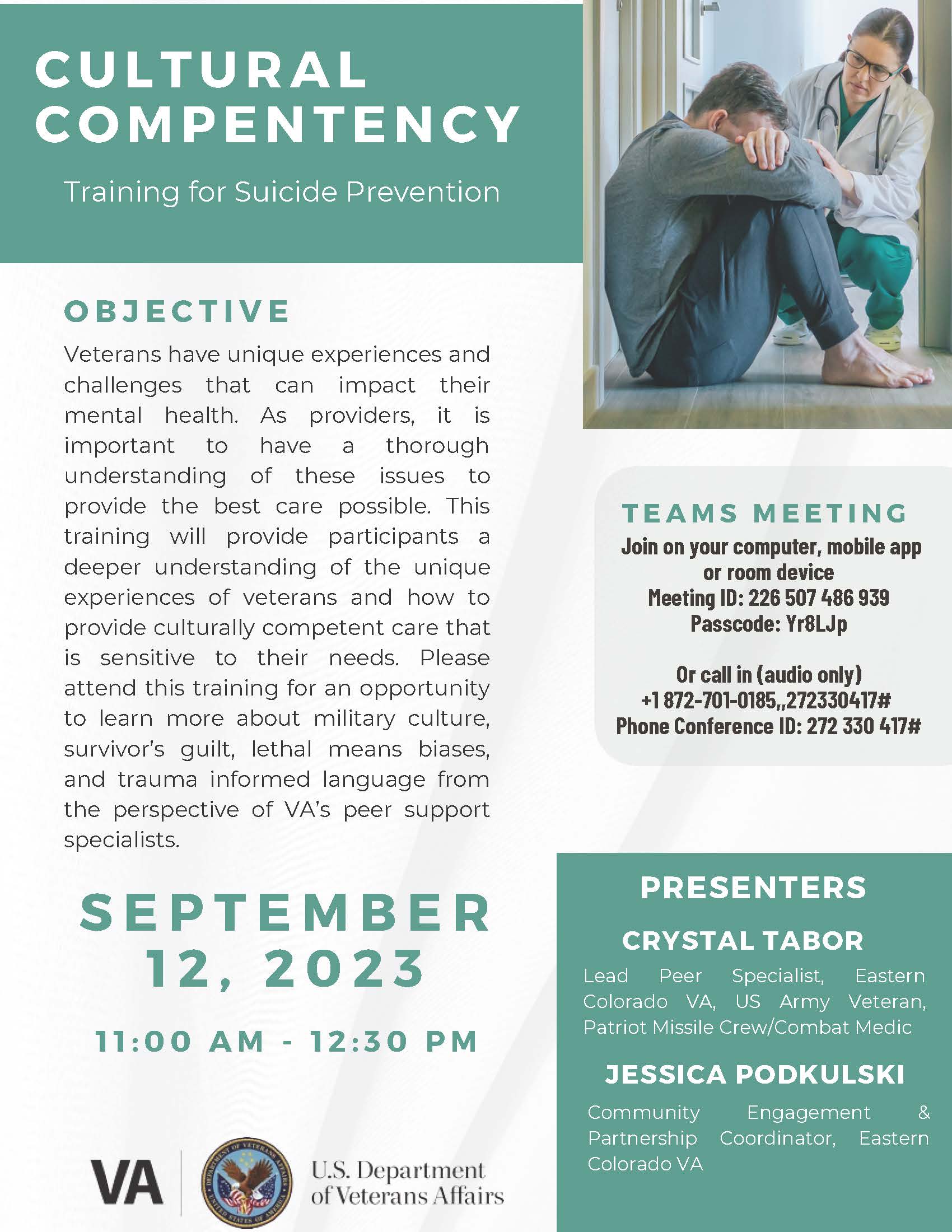 Cultural Competency Training for Suicide Prevention flyer