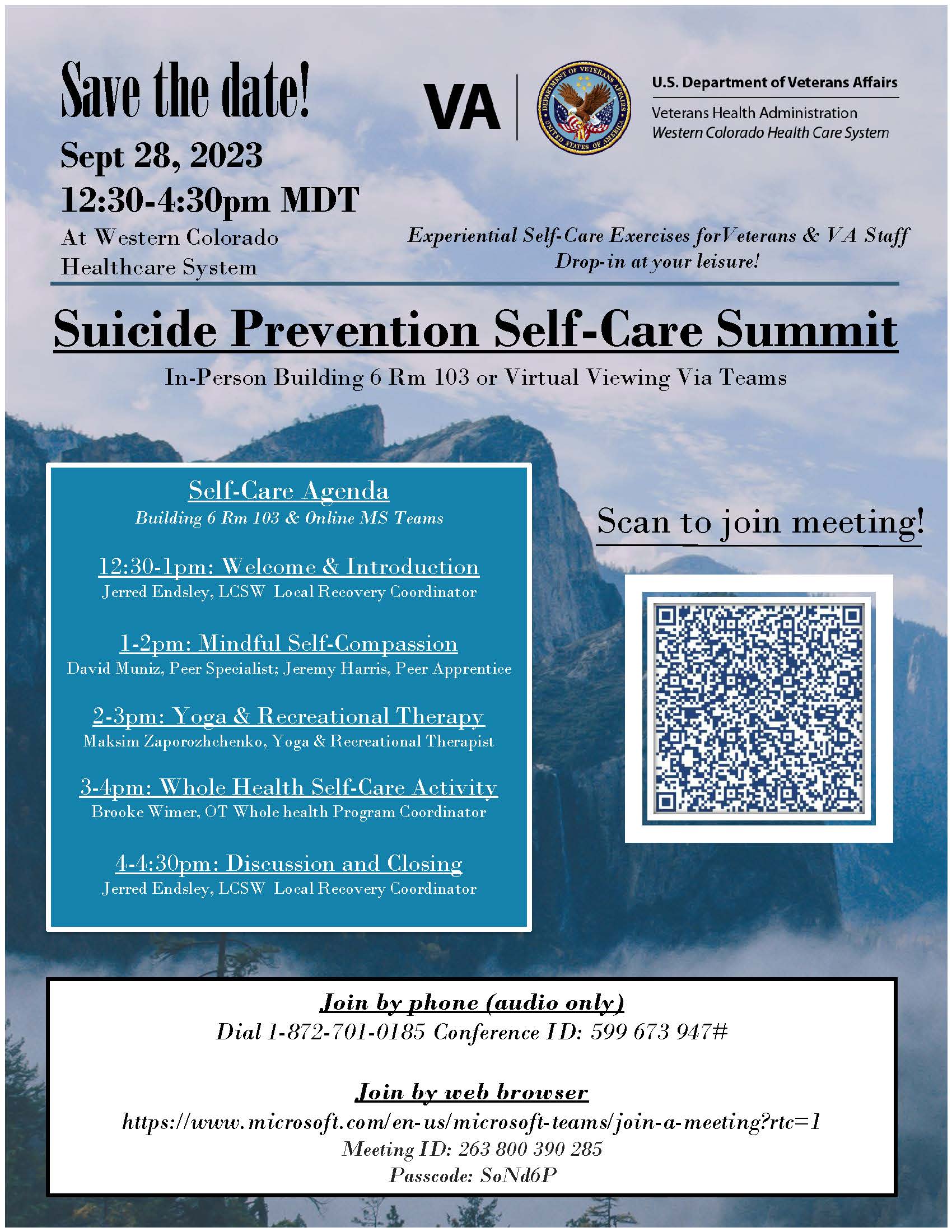Suicide Prevention Self-Care Summit flyer