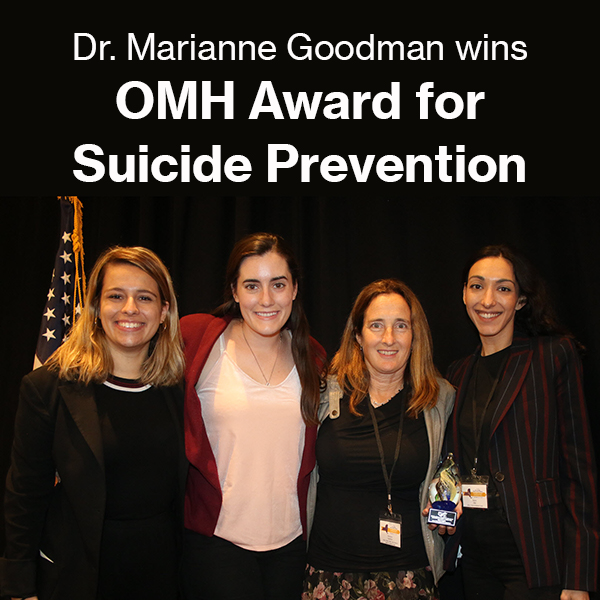 Dr. Goodman’s OMH award for suicide prevention