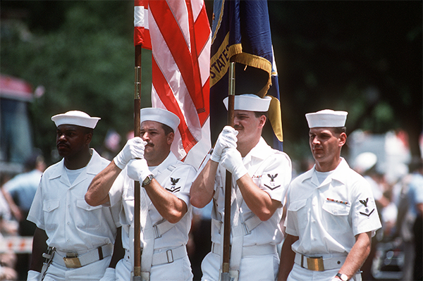 United States Navy Color Guard marching during the Desert Storm National Victory Celebration Parade