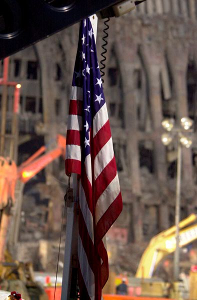 Devastation at the World Trade Center site, New York City, visited by Secretary Gale Norton in the wake of the September 11, 2001 terrorist attack.