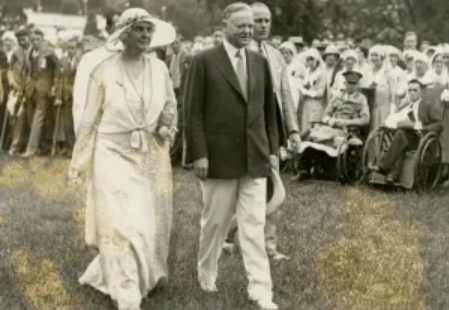 President and Mrs. Hoover were host to the annual garden party for disabled veterans on the White House lawn; 17JUN1932