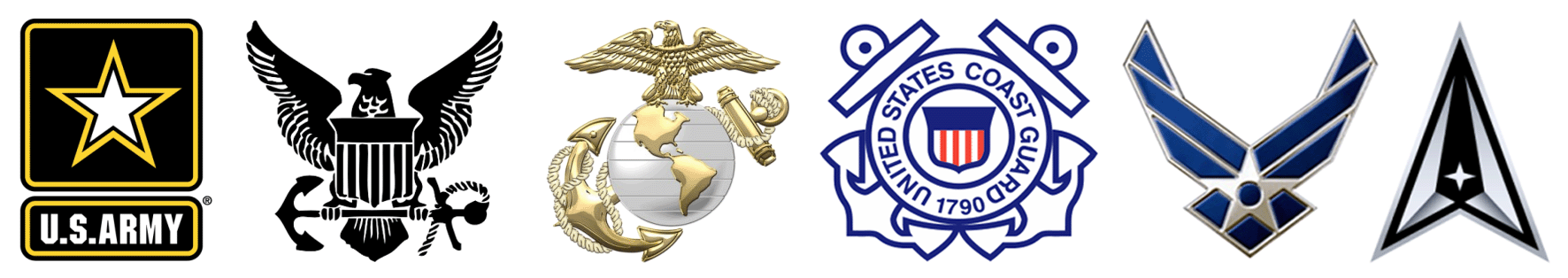 Emblems of the United States Armed Forces.