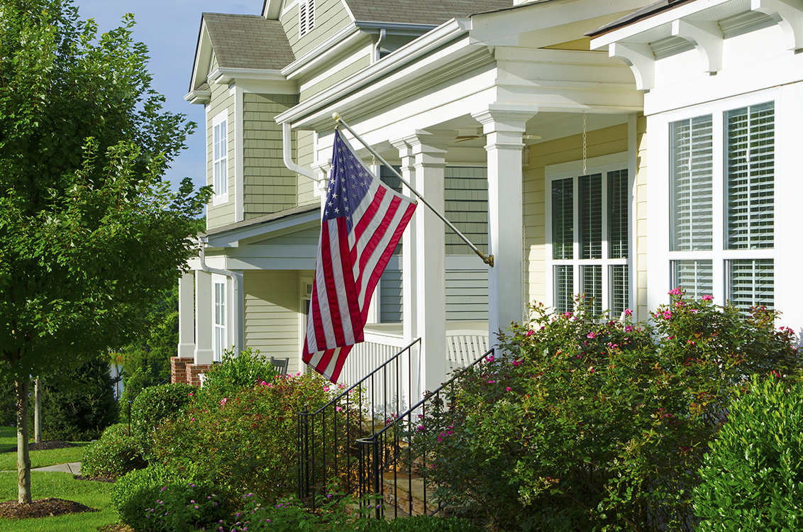 U.S. Flag flying on Veteran Home
