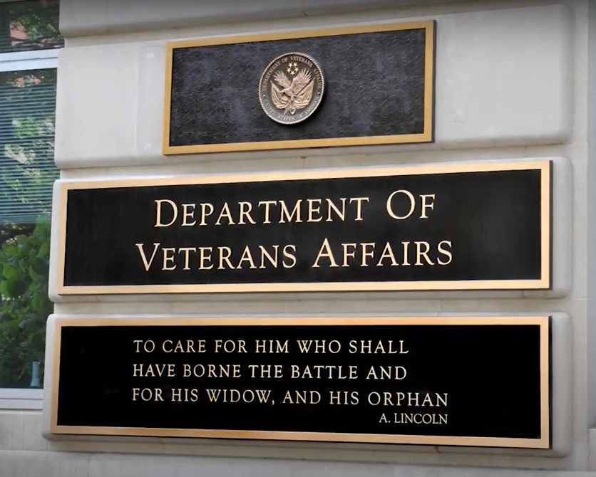 President Lincoln's immortal words became the VA motto in 1959 when the plaques were installed. Traced to Sumner G. Whittier, administrator of what was then called the Veterans Administration.