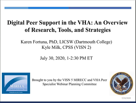 Digital Peer Support in the VHA: An Overview of Research, Tools and Strategies