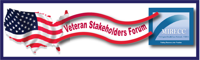 US map with US flag US map with US fltersrag with Veterans Stakeholder Forum and VISN 5 MIRECC logo